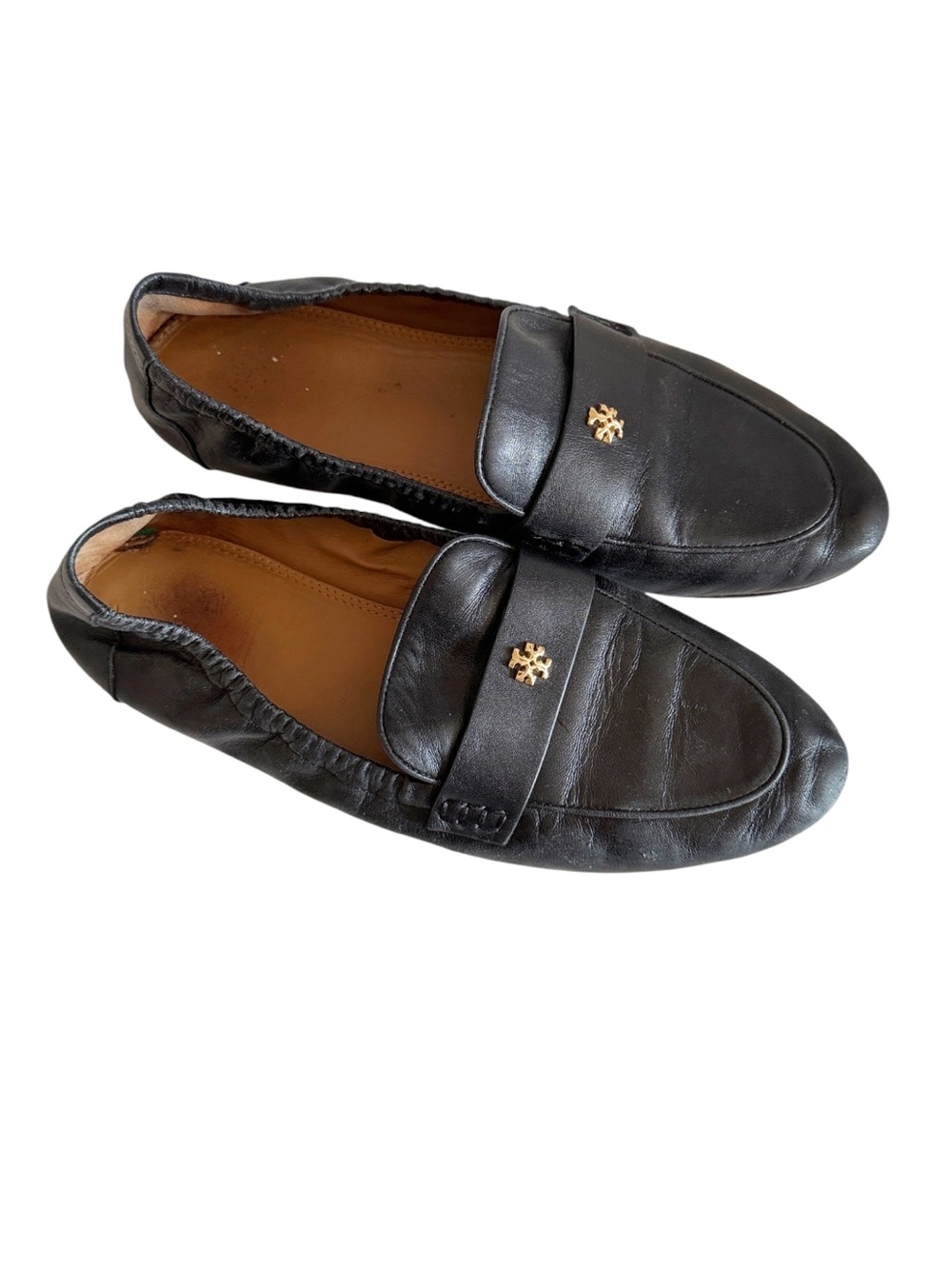 Tory Burch Black Leather Preppy Casual Ballet Loafer size 8